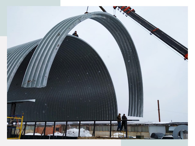 Полукруглые ангары в Бирске